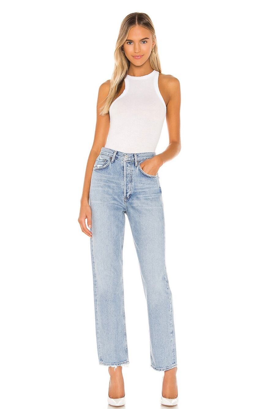 Agolde 90s Mid Rise Loose Relaxed Fit Distress Jeans in Snapshot Size 26